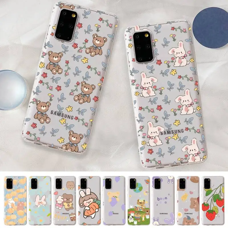 

Cartoon Rabbit Bear Phone Case for Samsung S20 S10 lite S21 plus for Redmi Note8 9pro for Huawei P20 Clear Case