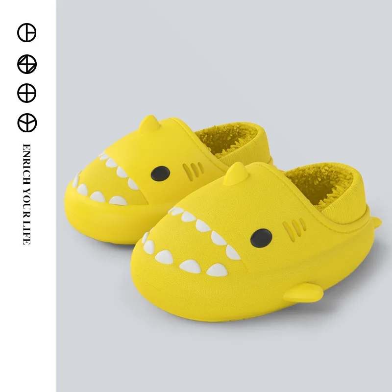 

New Three-dimensional Cartoon Shark Cotton Drag Children Eva Autumn and Winter Soft Indoor Baby Waterproof Thick-soled Shoes