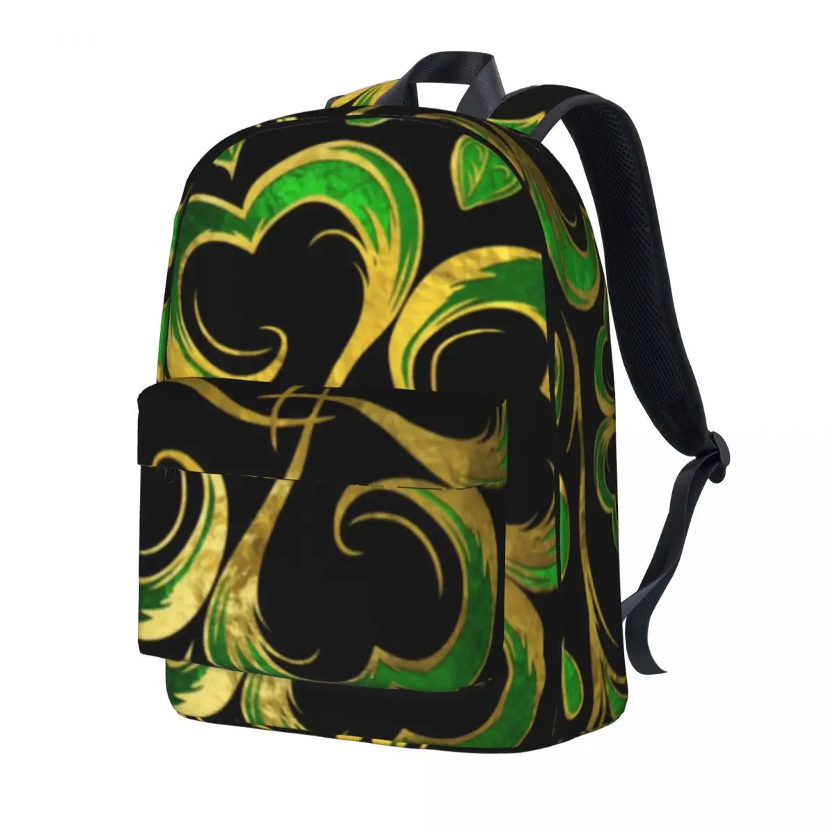 

Irish Shamrock Four Leaf Backpack Lucky St Patricks Day Novelty Backpacks Unisex Outdoor Style Durable Bags Designer Rucksack