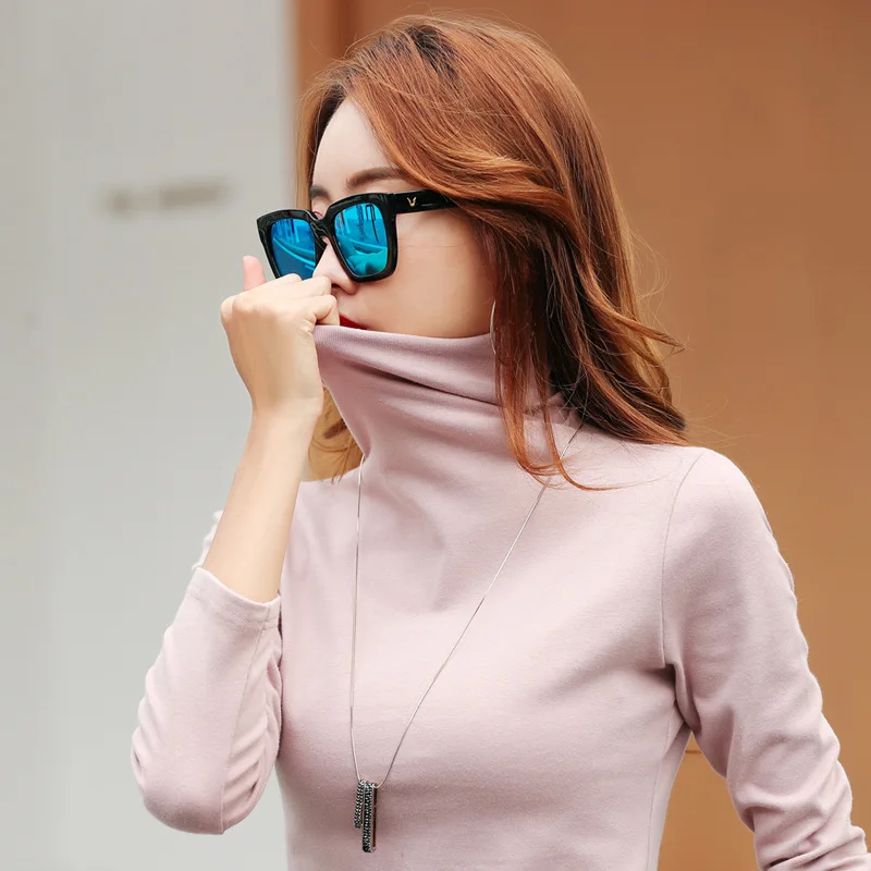 257 корейская модная утепленная нижняя рубашка Женская осенне-зимняя водолазка