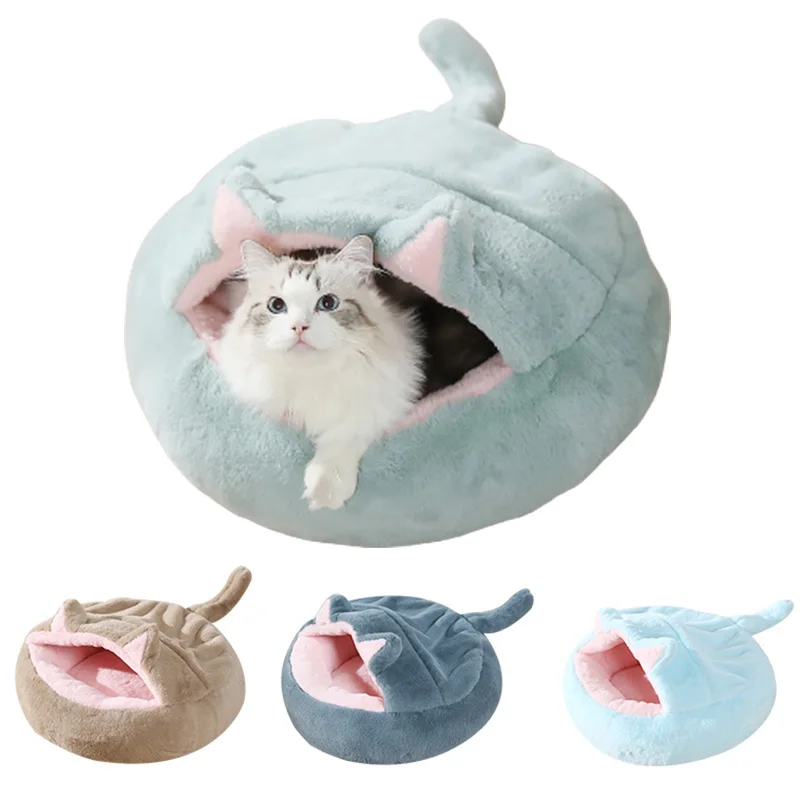 

2 in 1 Cat Bed with Quilt Pet Winter Warm House Cat Plush Velvet Bed Pet Sofa for Small Puppy Kitty Sleep Kennel Furniture Mats