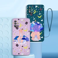 cute sailor moon gril phone case for samsung a73 a71 a53 a51 a23 a21s a52 a32 a22 a13 a12 a50 a30 a20 a03s liquid rope