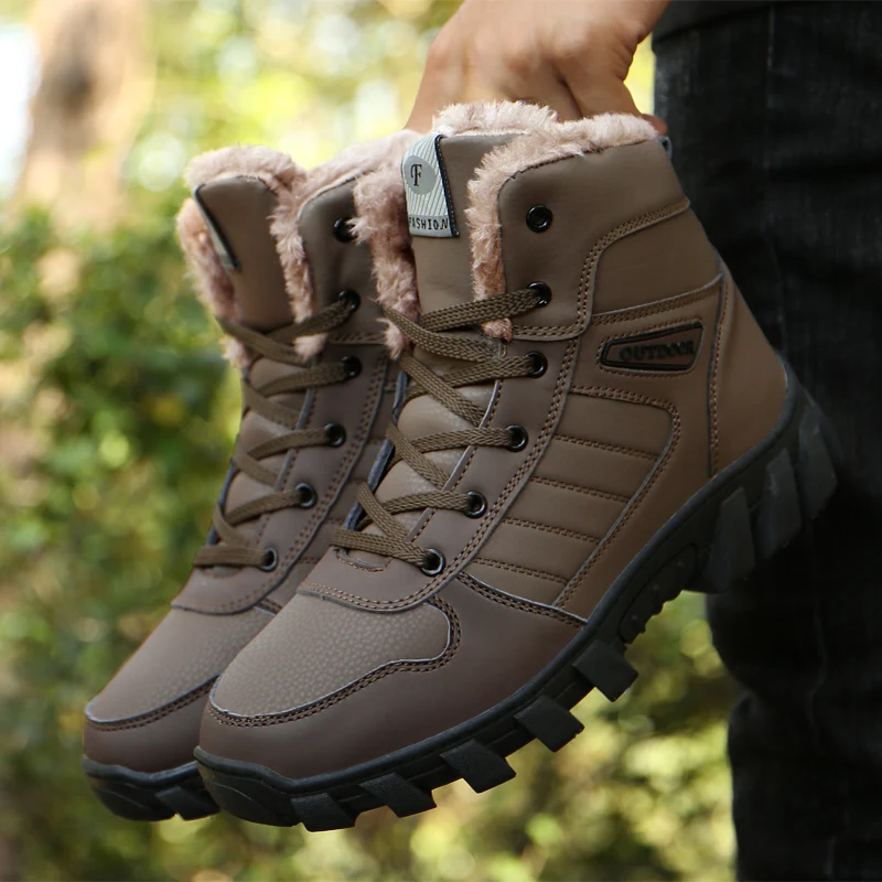 High Top winter Boots For Men Leather Hunting Tourism Mountain Shoes Waterproof Man Hiking Boots Lace Up Trekking Tactical Shoes