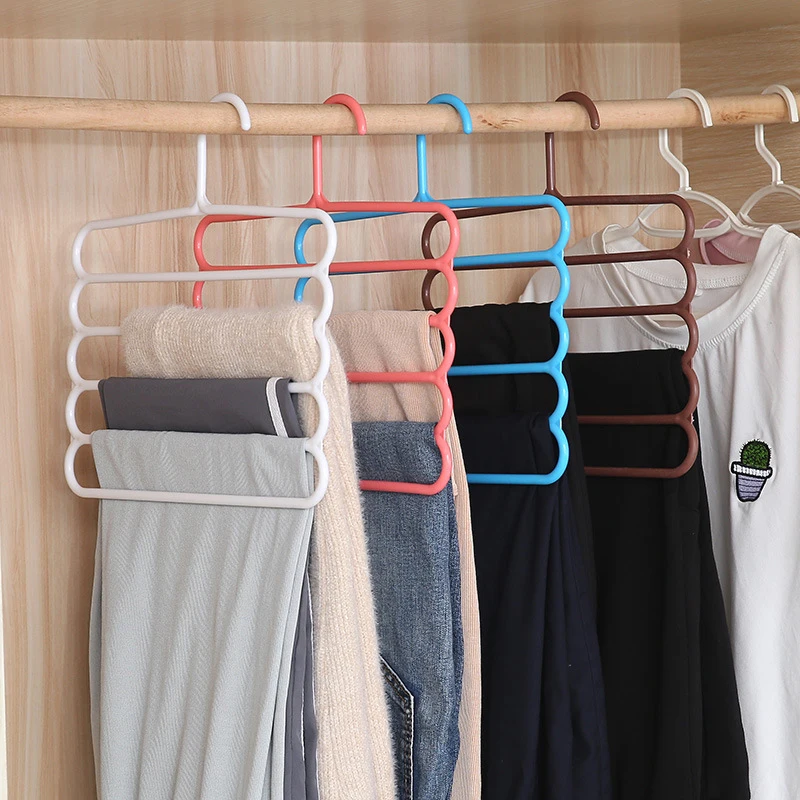 

5 Layers MultiFunctional Pants Hangers Holders Trousers Hanger Storage Rack Clothes Hanger Space Saver Wardrobe Closet Organizer