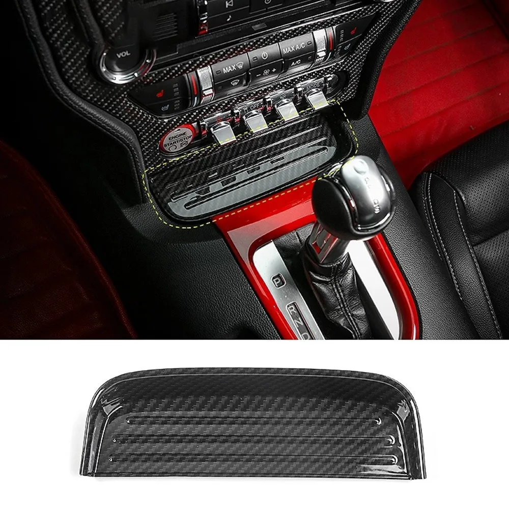 

Carbon Fiber Coin Tray Storage Box Pad Panel Cover Trim Sticker for Ford Mustang 2015+ Interior Accessories Car Styling
