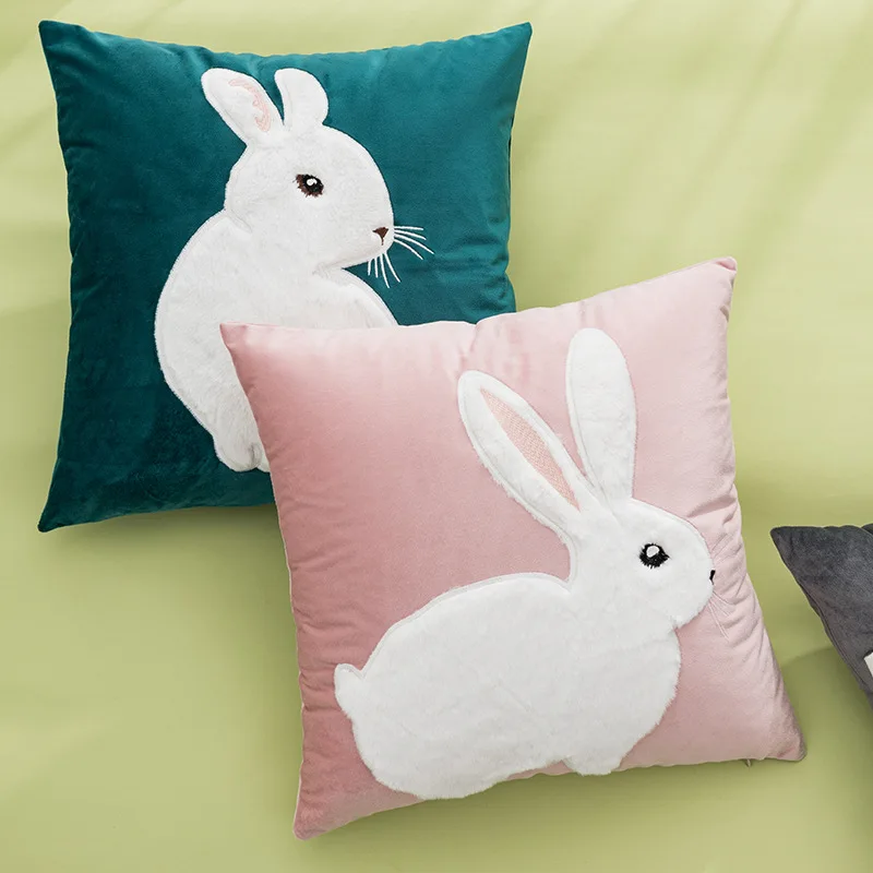 

Decorative Pillowcases 45X45 Cushions Covers Embroidered Sofa Pillow Case Pink Funda Cojin Home Decor