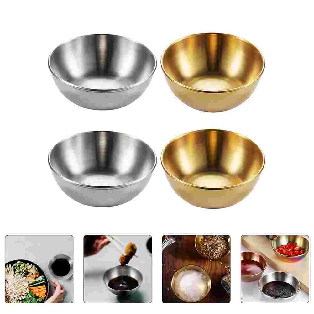 

4pcs Stainless Steel Bowl Sushi Dipping Bowl Stainless Steel Sauce Dishes Set