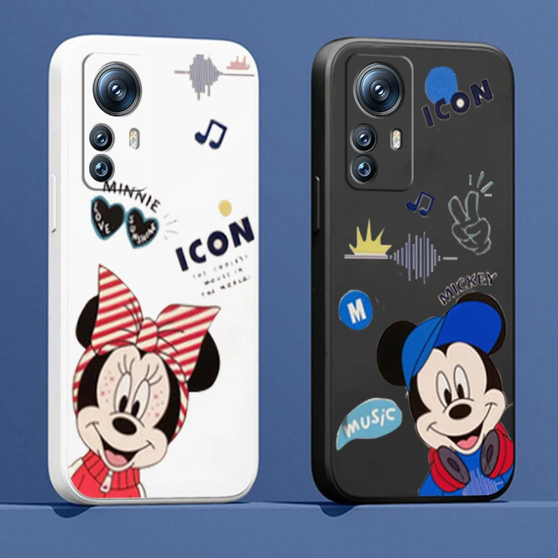 

Phone Case For Xiaomi Mi 12T 12S 12 12X 11i 11T 11 10 10S 10T Pro Lite Ultra 5G Couple Mickey Minnie Mouse Liquid Rope Funda
