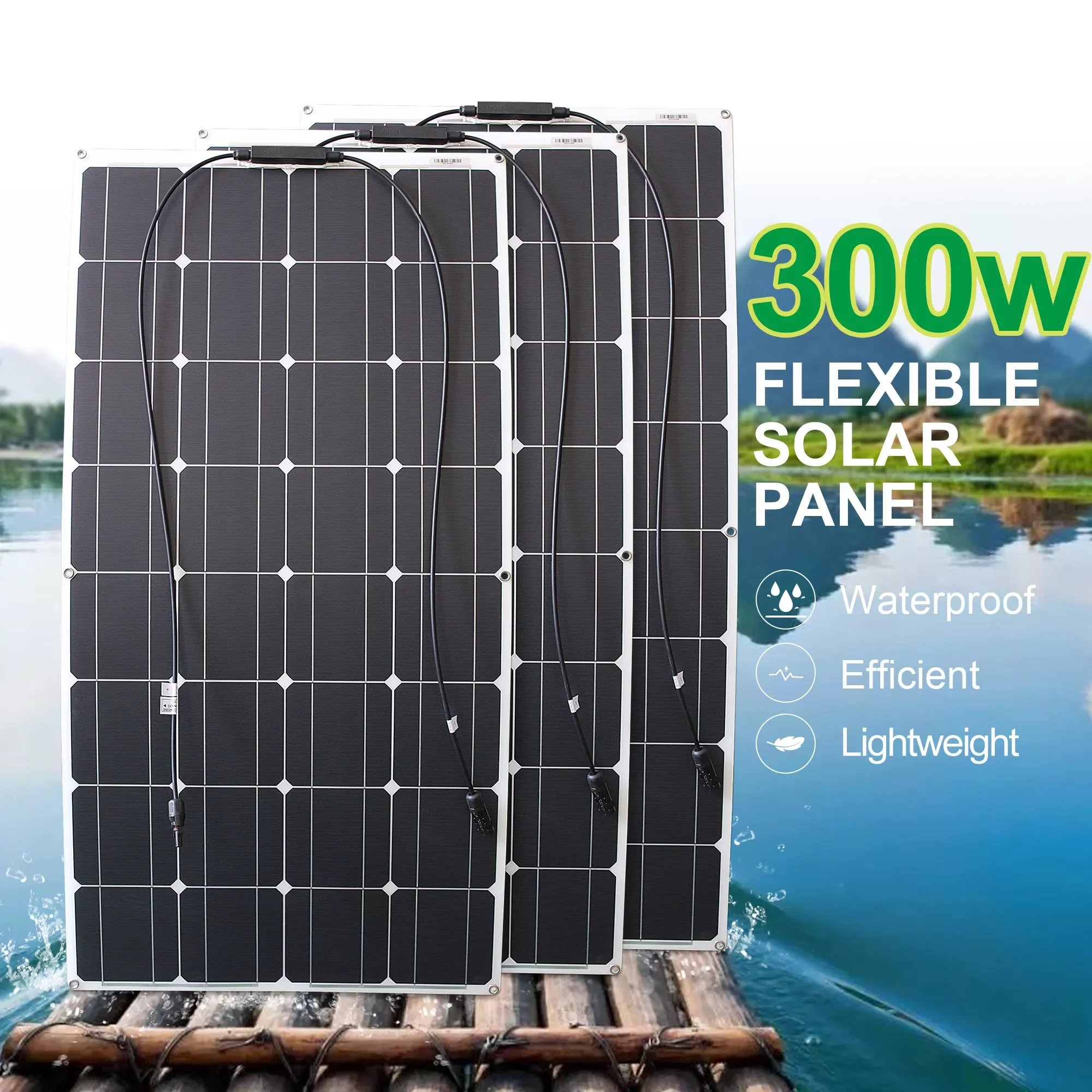 

NEW Flexible Solar Panel 300w Fotovoltaic Panel Solar 100w 12V Kit 200w Complete for Charge Battery/Motorhome/Camper Van