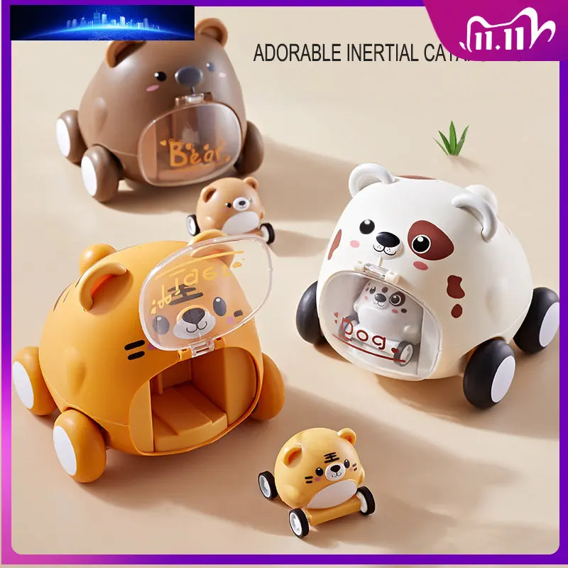 

Креативные детские игрушки с одной кнопкой, игрушка с милым котом, катапульта, автомобиль, Детская инерционная Игрушечная машина, мультяшны...