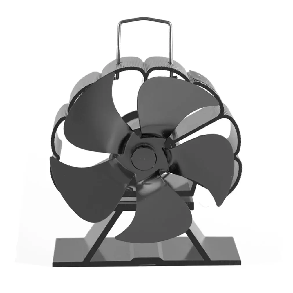 

Black Fireplace 5 Blade Heat Powered Stove Fan Log Wood Burner Eco Friendly Quiet Fan Home Efficient Heat Distribution