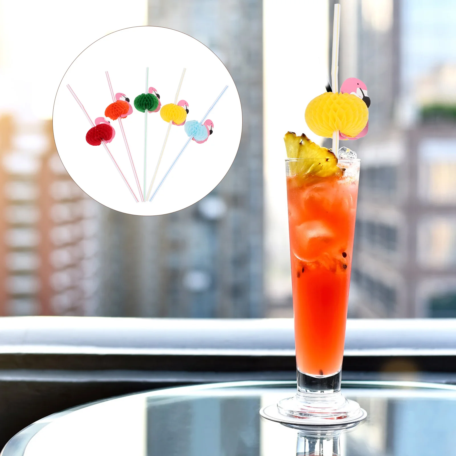 

50Pcs Tropical Party Props Party Disposable Straws Party Drinking Supplies Party Drinking Straws