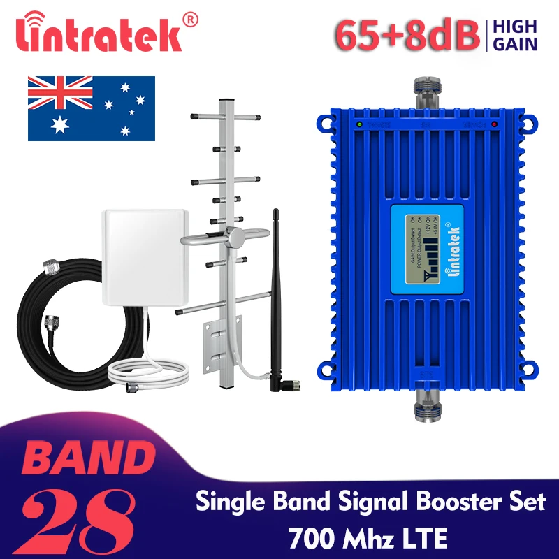 Lintratek LTE 700Mhz Signal Repeater Australia 4g Cellphones Signal Booster B28 Single Band Cellular Signal Amplifier Full Kit