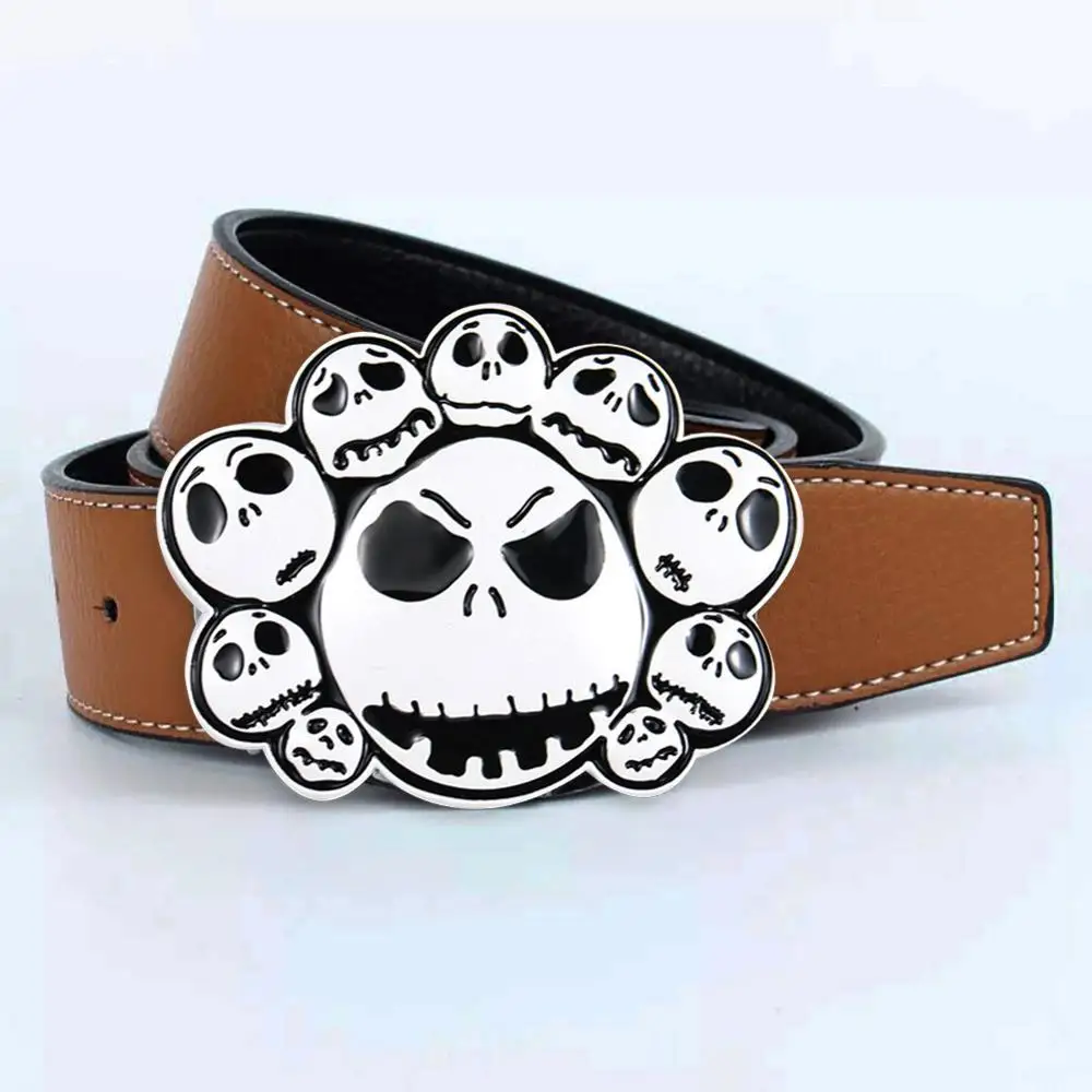 

Metal Skull Belt Buckle White Black Coating Cartoon Ghost Skeleton Head Leather Craft Strap Man Male Homemade Jeans Accessories