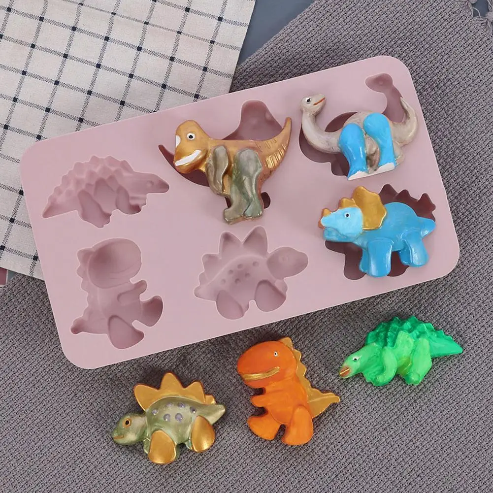 

Cake Mold Dinosaur Shape Food Grade High Temperature Resistant Non-stick Easy to Demold DIY 6 Cavity Gummy Sugar Chocolate Candy