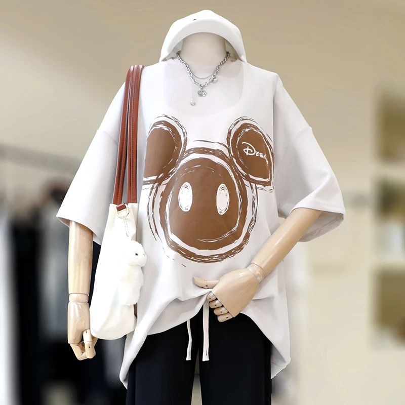 

Футболка женская с рисунком Микки Мауса, 100% хлопок, с коротким рукавом