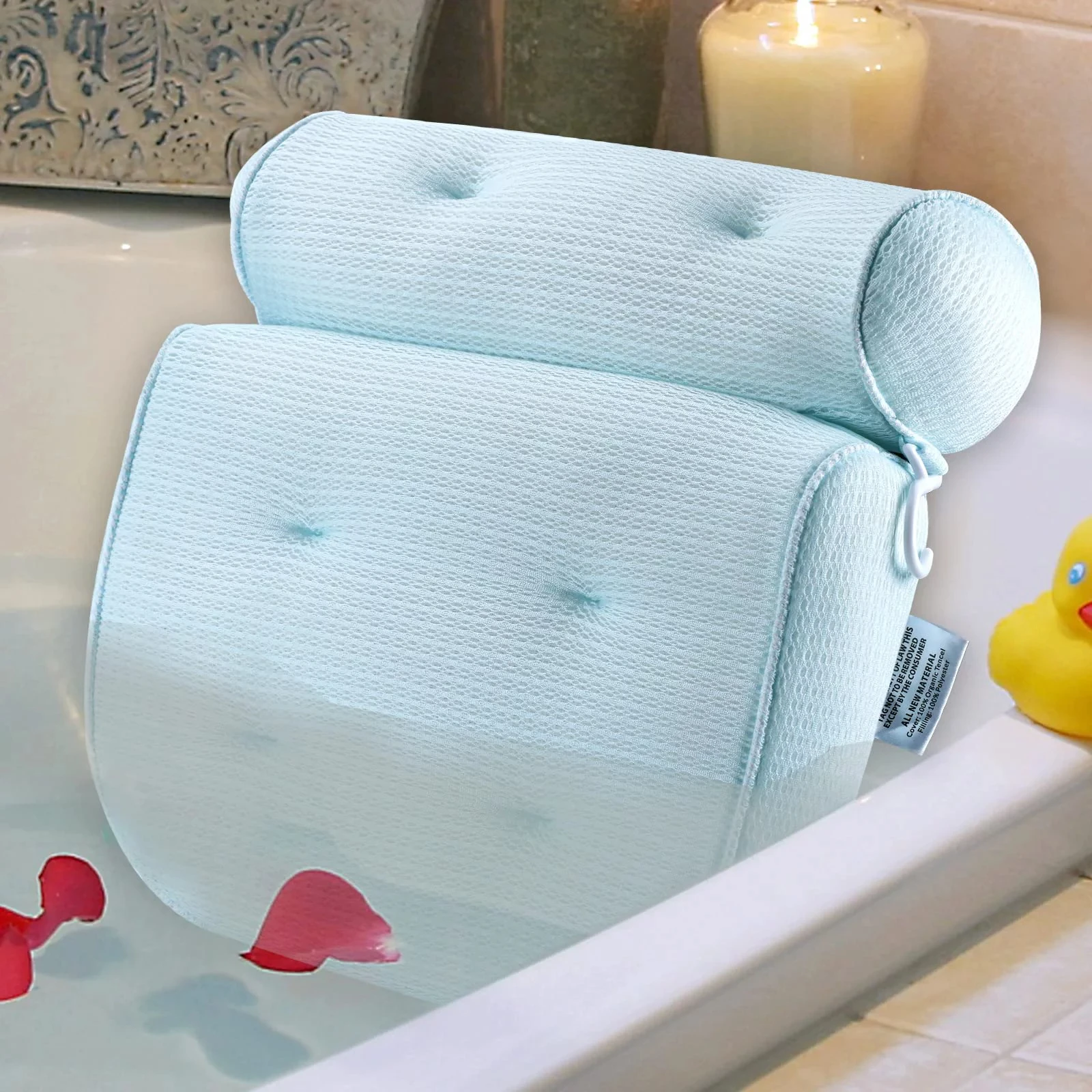 

Bath Pillow for Tub Neck and Back Support Bathtubs Cushion Spa Pillow Blue