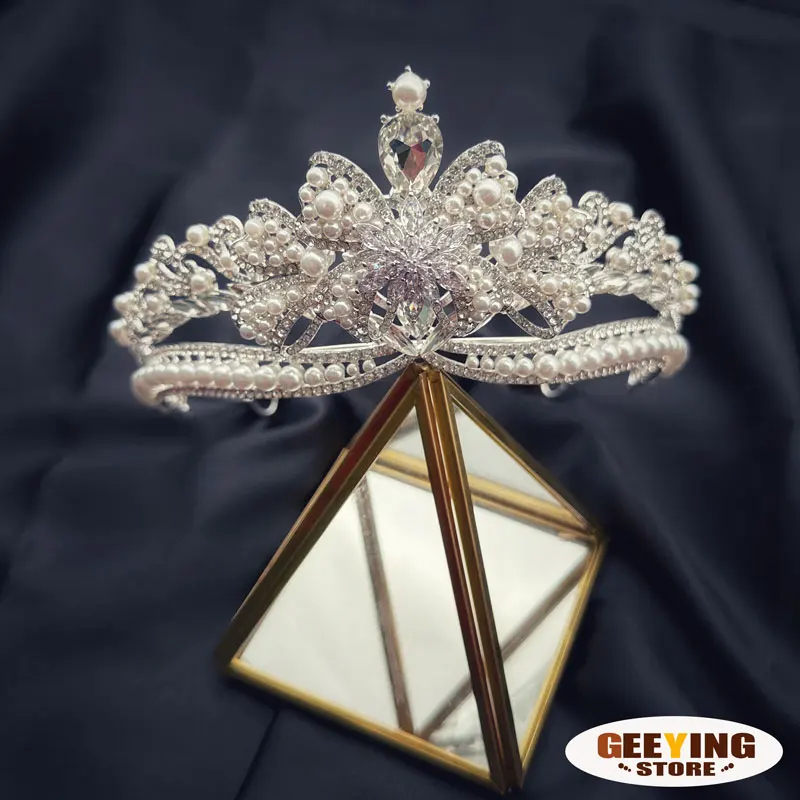 

New Baroque Style Wedding Bride European Style Crown Headdress Bow Birthday Queen Diadem