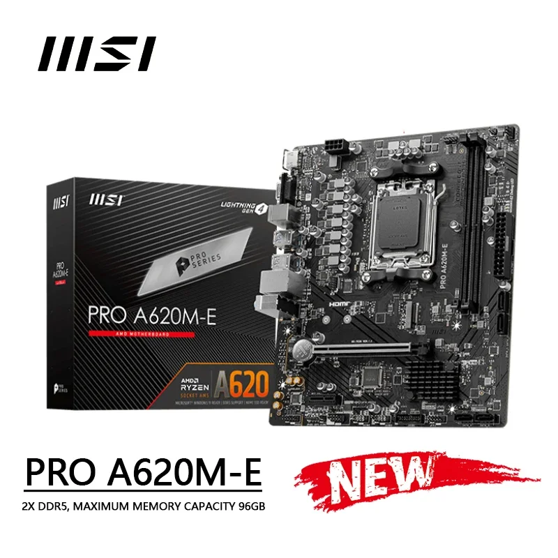 Новый AMD PRO A620M-E Micro-ATX DDR5 6400+(OC) МГц M.2 PCIe 4.0 x16 64G поддерживает Ryzen ™ Материнская плата