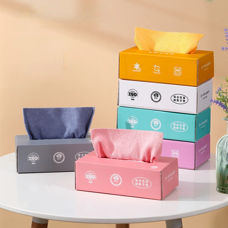 

Household Removable Rag Absorbent Microfiber Kitchen Dishcloth Disposable Scouring Pad Lazy Rag Wholesale