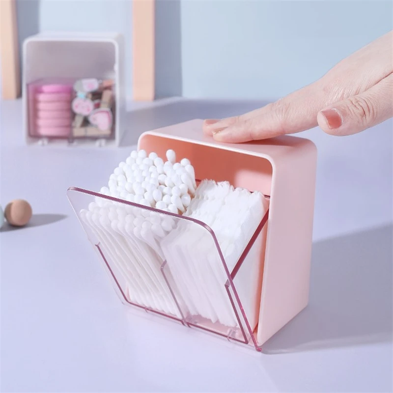 

Mini Wall Organizer Cotton Buds Makeup Pads Swab Wall Adhesive Storage Box Cosmetic Transparent Desktop Sundries Storage Box