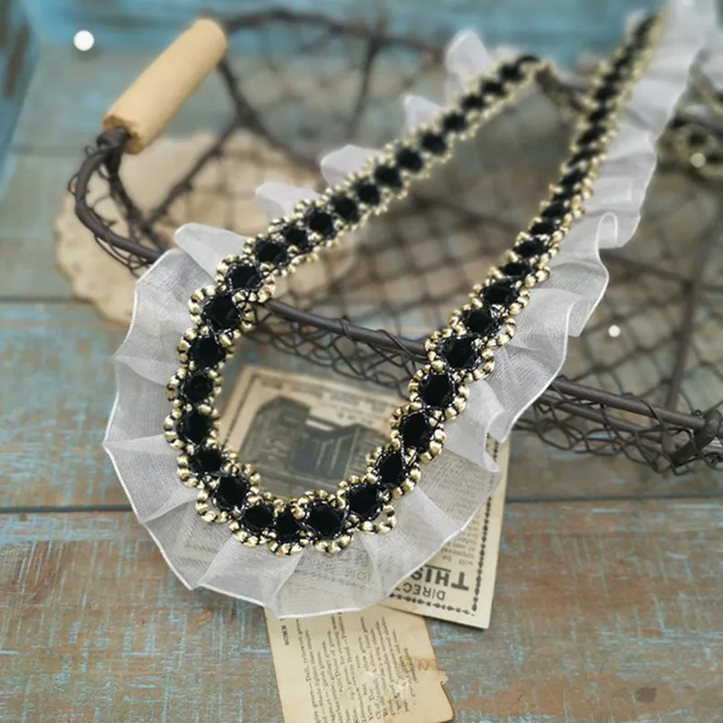 

3 ярда, плиссированные кружевные небольшие ароматные ленты, Аксессуары «сделай сам», манжеты, воротник, украшение в стиле Лолиты