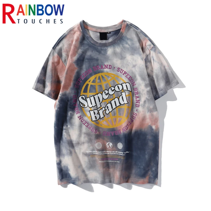 

Rainbowtouches 2022 New Brand T-Shirt Men Tie Dye High Street Tidal Current Men's Hip Hop Cyber Celebrity Couple T-Shirt Unisex