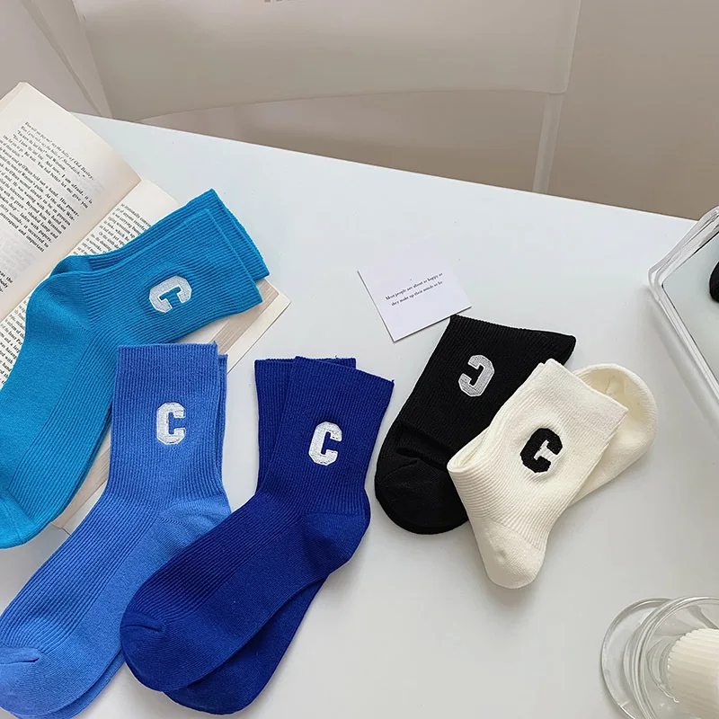 

Online Celebrity Trend Letter Big C Socks Women Spring and Summer New Ins Checkerboard Socks Pur Socks