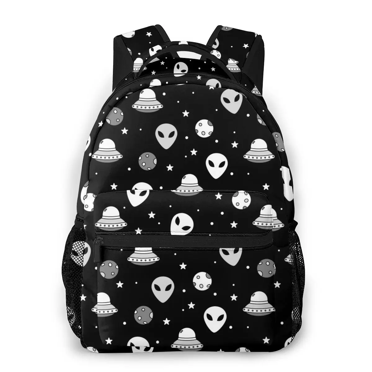 

School Bags for Teenagers Boys School Bag Boy Space Themed Alien Face And Ships Students Book Satchels