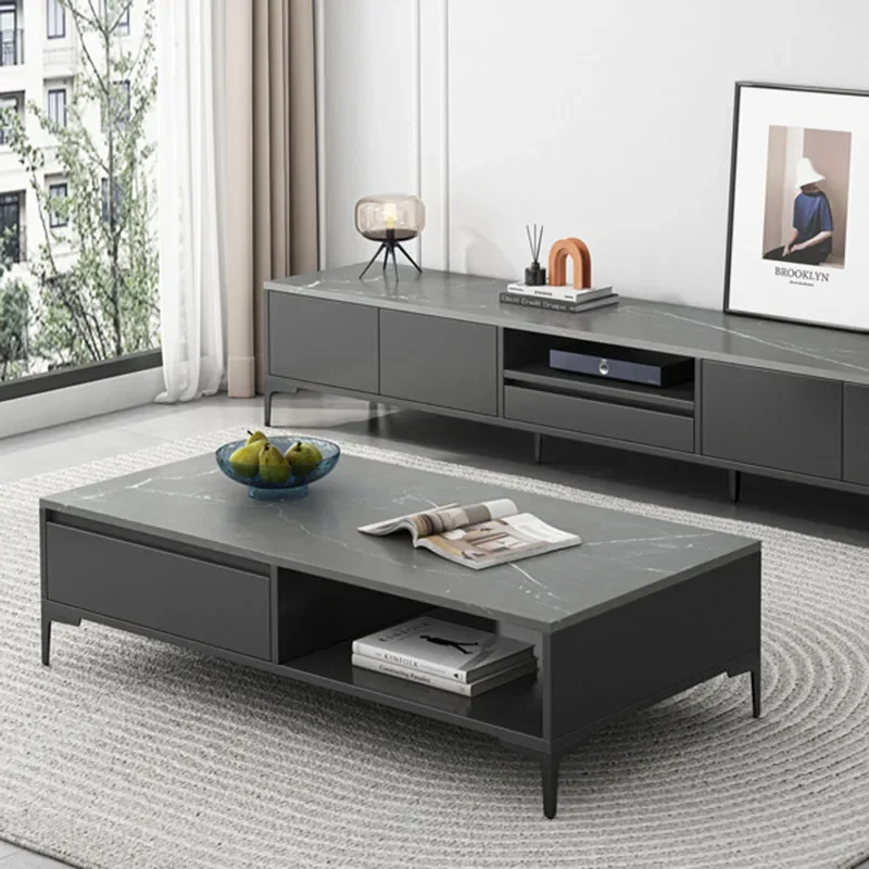 

Black Coffee Cabinet Wooden Modern Luxury Simple Metal Frame Leg Rectangle Coffee Table Living Room Floor Bijzettafel Furniture