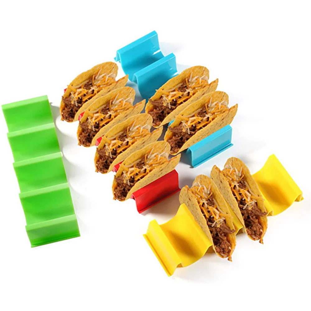 

4Pack Taco Holder Stands Set Wave Shape Taco Shell Holder Plate Health Material Large Tacos Tray for Home Party