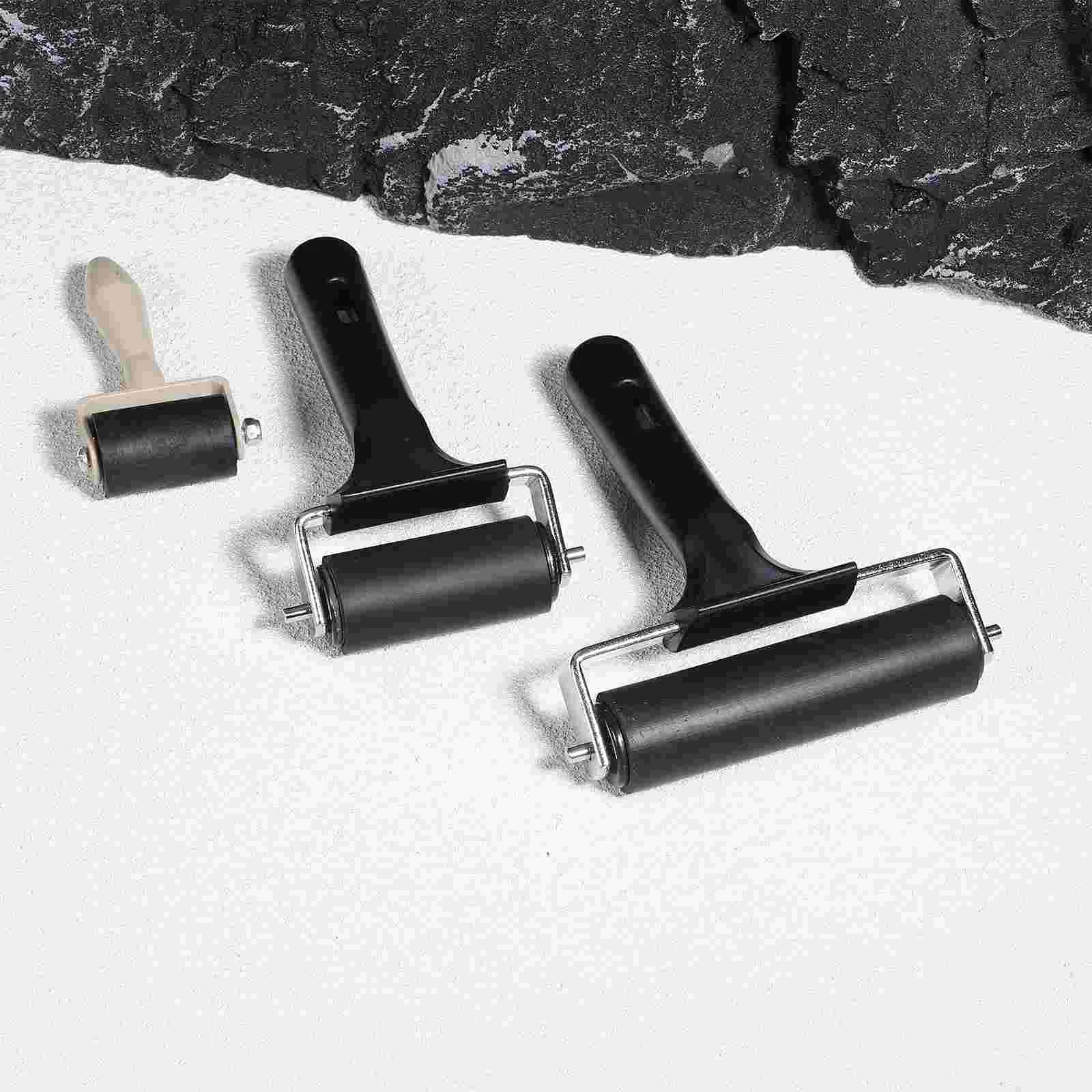 

3 Pcs Printmaking Tool Roller Brayer Ink Rollers Tools Rubber Applicator Child Glue