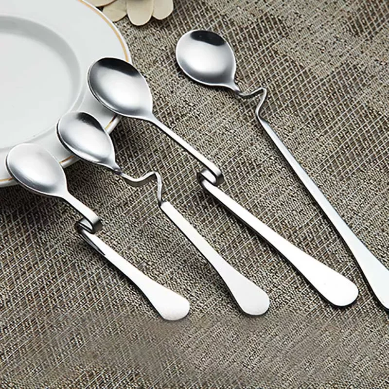 

2022New 1PCS Bend Stainless Steel Coffee Spoon Ice Cream Dessert Tea Spoon For Picnic Kitchen Accessories Tableware