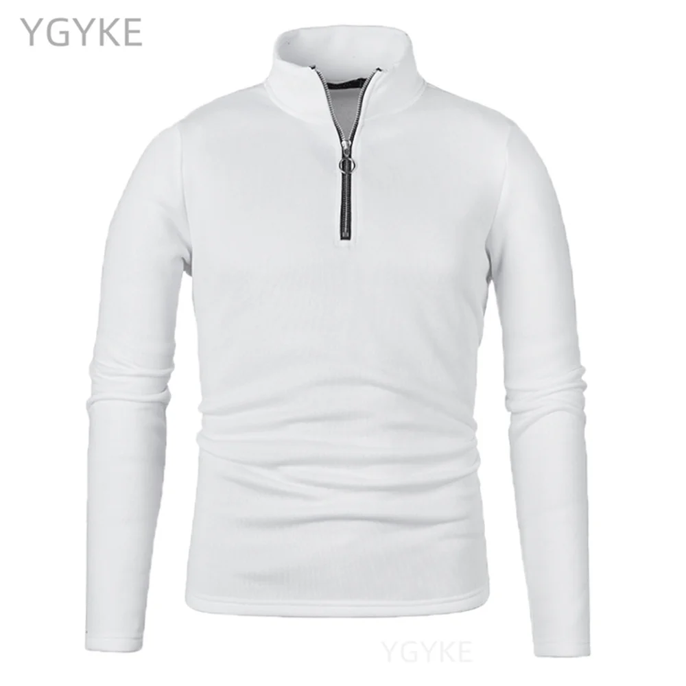 

New men's solid color base shirt high neck long sleeve pullover sweater with personalized zipper design