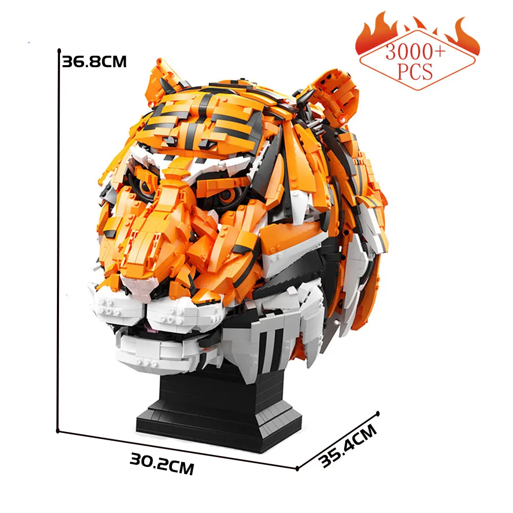 

Creative Expert Zodiac Signs Tiger Head King of Beasts 103000 Moc Ideas Assembly Building Blocks Bricks Model Boys Toys 3000+PCS