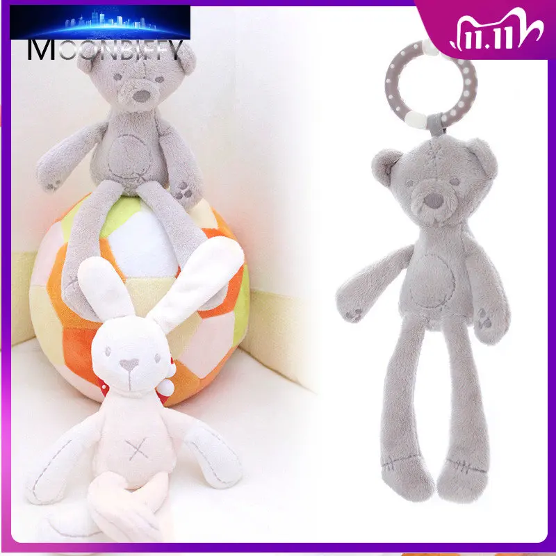 

Cute Baby Crib Stroller Toy Rabbit Bunny Bear Soft Plush Infant Doll Mobile Bed Pram Kid Animal Hanging Ring Plush Toys