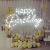 Neon Sign Light Customize Name Happy Birthday Decoration Led For Girl Boy Home Room Party Bar Wedding Decor Flexible Strip Wall