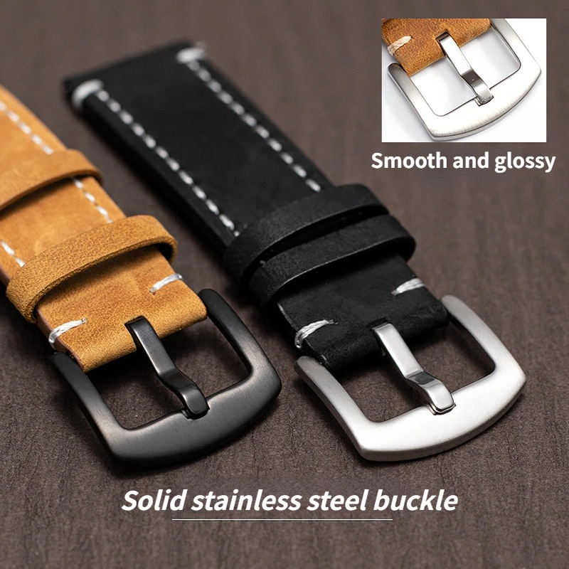 Watch Strap Sport Vintage Leather Watchband Stainless Steel Buckle Watch Accessories 18mm 20mm 22mm for Samsung Huawei Watch