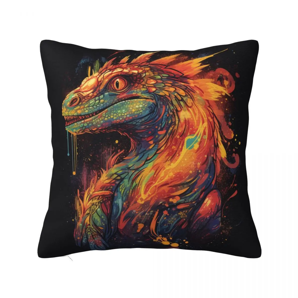

Dinosaur Pillow Case Animal Head Retro Polyester Pillowcase Car Zipper Spring Cover