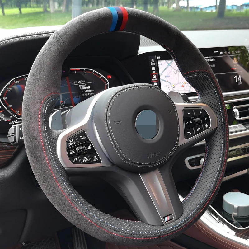 

Чехол на руль для BMW M Sport G30 G31 G32 G20 G21 X3 G01 X4 G02 X5 G05 G14 G15 G16, прошитый вручную, из натуральной замши