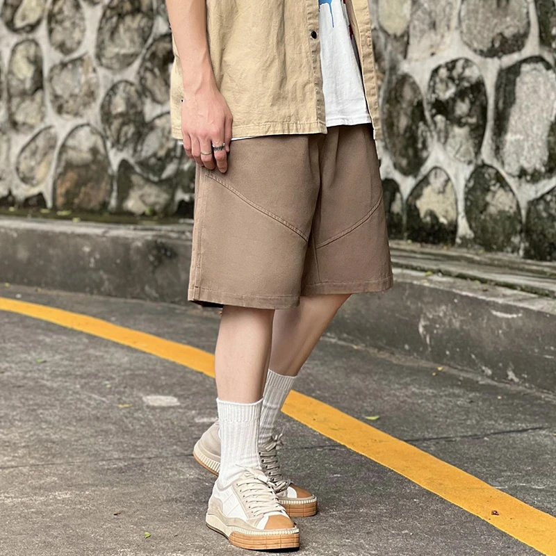 ZCSMLL Fashion ins Japanese retro style casual shorts men's summer fashion brand stitching loose versatile Capris 2022