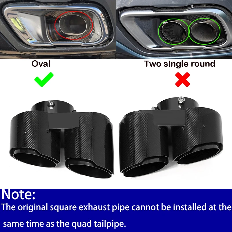 

1 пара четырехъядерных выхлопных труб для BMW X5 G05 X6 G06, 2019-2024 годов, обновленные насадки на глушители из углеродного волокна, черные