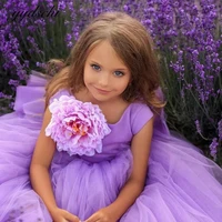 puffy purple flower girl dresses for weddings 2022 tulle ball gown with bow girl princess birthday party first communion dresses