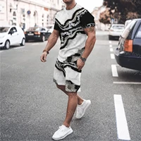 mens summer tracksuit casual stylish sweatersuit set 2 piece t shirtshorts suit fashion outfit oversized clothing streetwear
