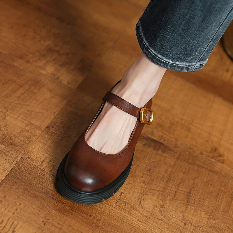 Женские элегантные туфли Мэри Джейн на каблуке во французском стиле с одним