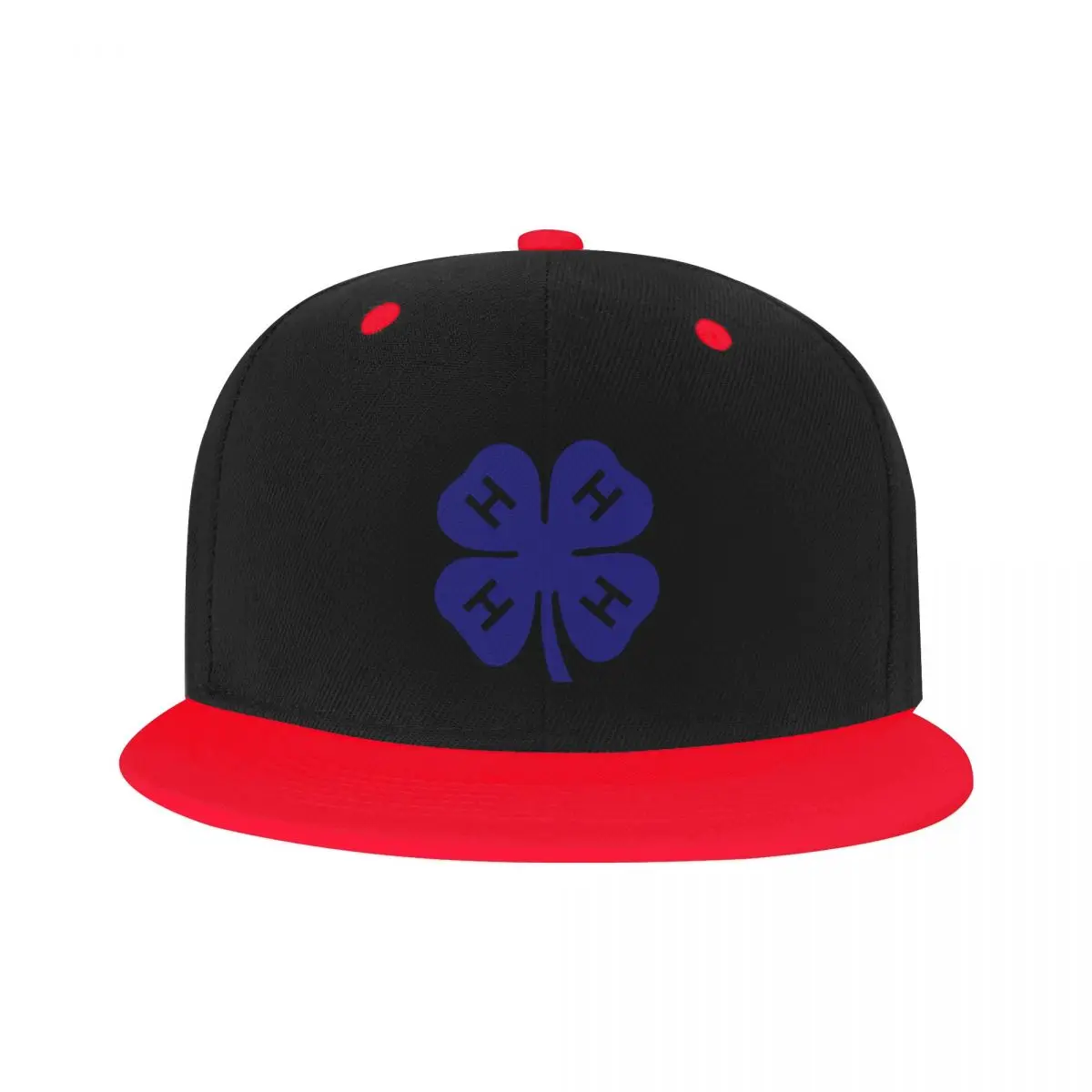 

Custom Blue 4H Four Leaf Clover Baseball Cap for Men Women Flat Snapback Hip Hop Dad Hat Streetwear