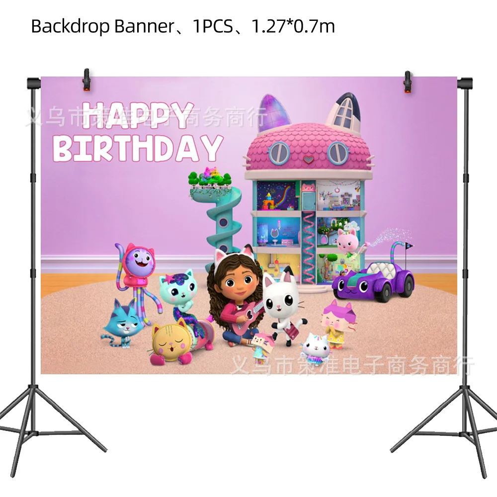 gaby dollhouse birthday party decorations flag balloon cake topper hanging spiral for kids girls baby shower decoration supplies free global shipping