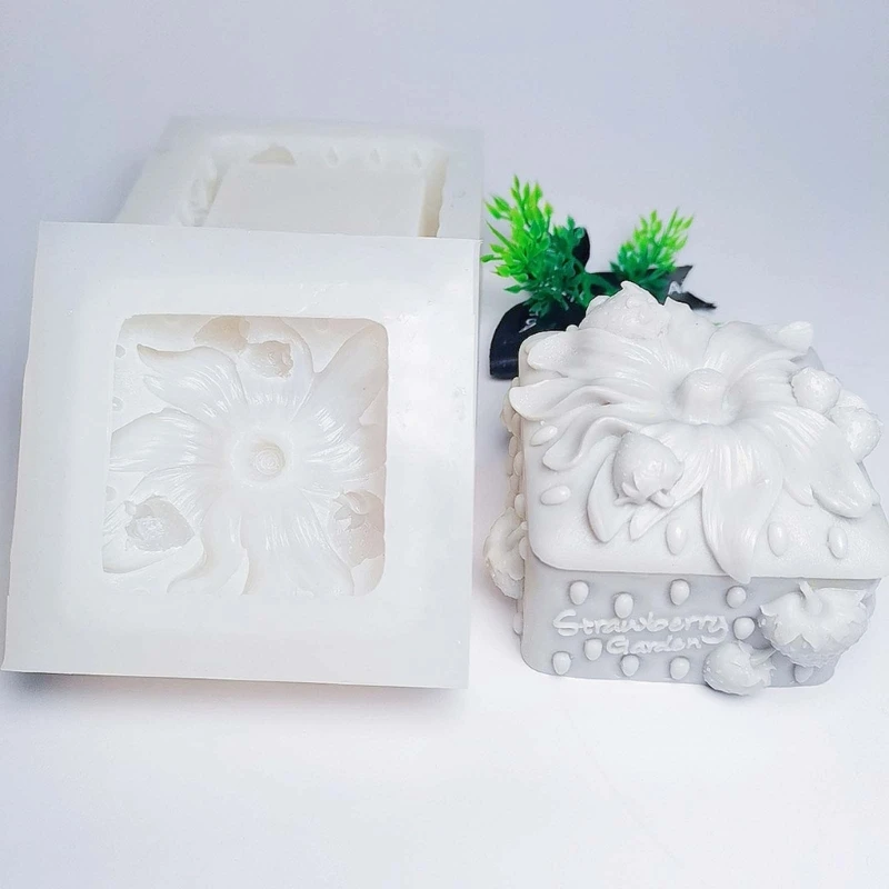 

Silicone Jar Resin Mold with Lid Strawberry Jewelry Box Candle Holder Mould Bottle Epoxy Casting Resin Mold for Storage