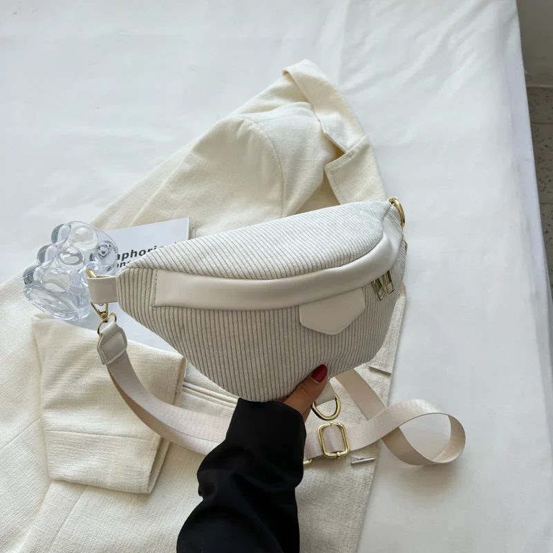 Стильные вельветовые поясные сумки в вертикальную полоску для женщин элегантная