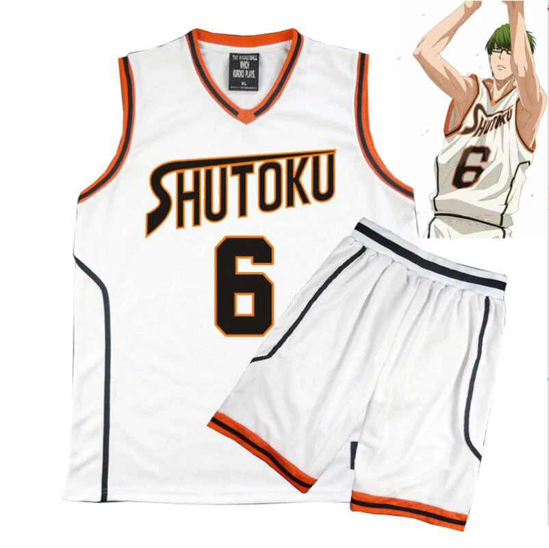 

Anime Kuroko no Basuke Basket Cosplay Shutoku School Uniforms Midorima Shintaro Men Sportswear T-shirt Shorts Set